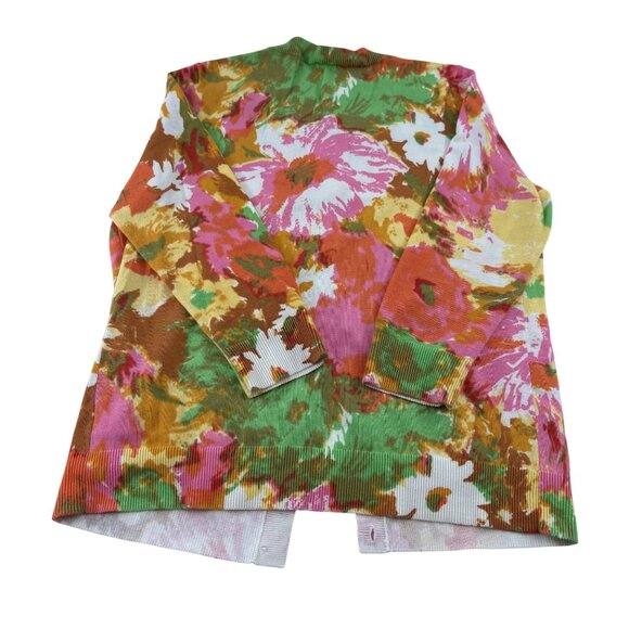 Talbots Womens Floral Button-Front Cardigan M Pima Cotton - Picture 5 of 5